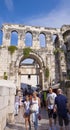 Split, Croatia - Tourists visit the old town with Roman ruins