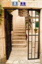 Split Dalmatia. Croatia. 09/06/2018: Steps and doors inside the courtyard.