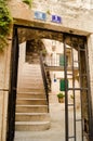 Split Dalmatia. Croatia. 09/06/2018: Steps and doors inside the courtyard.