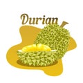 Split durian fruit polygon vector design on isolated white background.