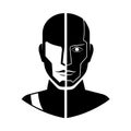 Split Face Robot Humanoid Cyborg Technology Concept Royalty Free Stock Photo