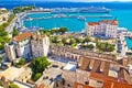 Split harbor and waterfront aerial view