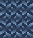 Split Hexagons Classy Seamless Pattern Trendy Vector Blue Abstract Background
