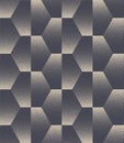 Split Hexagons Retro Styled Seamless Pattern Dot Work Abstract Vector Background