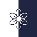 Split-image artwork featuring a stylized flower with six petals. The left side is a white Royalty Free Stock Photo