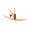 Split jump girl gymnastics icon, flat style