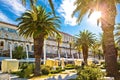 Split main waterfront walkway palms and architecture Royalty Free Stock Photo