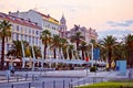 Split main waterfront walkway palms and architecture Royalty Free Stock Photo