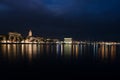 Split Croatia old town and port at night