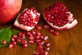 Split open Pomegranate fruit or Punica granatum