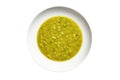 Split Pea Soup On White Plate On A White Background