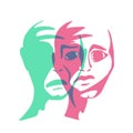 Split personality. Schizophrenia. Royalty Free Stock Photo