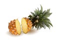 Split Pineapple Fruit isolated on white background Royalty Free Stock Photo