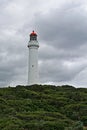 Split Point Lighthouse at Aireys Inlet off the Great Ocean Road under overcast stormy cloudscape in the state of Victoria Australi Royalty Free Stock Photo