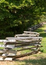 Split rail fence by edge of forest