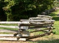 Split rail fence by edge of forest