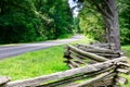 Split Rail Fence located along the Blue Ridge Parkway Royalty Free Stock Photo