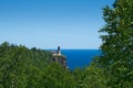 Split Rock historical lighthouse on the cliff over north shore of Lake Superior Royalty Free Stock Photo