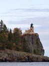 Split Rock Lighthouse Atop a Rocky Cliff on Lake Superior in Michigan Royalty Free Stock Photo