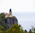 Split Rock Lighthouse on lake Superior shoreline Royalty Free Stock Photo