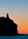 Split Rock Lighthouse Sunrise Silhouette Royalty Free Stock Photo