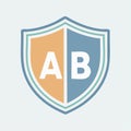 Split Shield Emblem for AB Comparison Royalty Free Stock Photo
