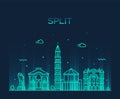 Split skyline Croatia vector illustration a linear