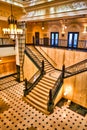 Split Staircase Entryway at the Magnificent Mayo Hotel, Tulsa, Oklahoma. Restored Art Deco Tourisim Destination Royalty Free Stock Photo