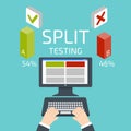 Split testing. Hands and decktop Royalty Free Stock Photo