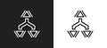 split triangle outline icon in white and black colors. split triangle flat vector icon from arrows collection for web, mobile apps