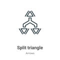 Split triangle outline vector icon. Thin line black split triangle icon, flat vector simple element illustration from editable