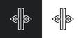 split vertical outline icon in white and black colors. split vertical flat vector icon from arrows collection for web, mobile apps