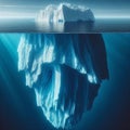 Split View of iceberg in blue ocean, showing vastness beneath the surface Royalty Free Stock Photo