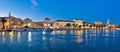 Split waterfront evening blue panorama