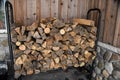 Split Wood Pile on a Iron Holder
