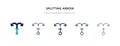 Splitting arrow icon in different style vector illustration. two colored and black splitting arrow vector icons designed in filled