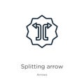 Splitting arrow icon. Thin linear splitting arrow outline icon isolated on white background from arrows collection. Line vector