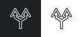splitting arrow outline icon in white and black colors. splitting arrow flat vector icon from arrows collection for web, mobile