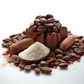 splitting cocoa on a white background