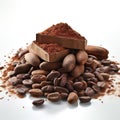 splitting cocoa on a white background
