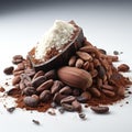 splitting cocoa on a white background