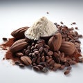 splitting cocoa on a white background