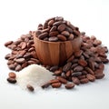 splitting cocoa on a white background