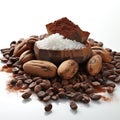 splitting cocoa on a white background