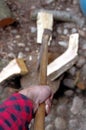 Splitting firewood axe Royalty Free Stock Photo