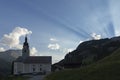Swiss mountain town Spluegen with church