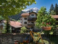 SplÃÂ¼gen, Switzerland. A charming Swiss Alpine village on the SplÃÂ¼gen Pass Royalty Free Stock Photo