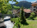 SplÃÂ¼gen, Switzerland. A charming Swiss Alpine village on the SplÃÂ¼gen Pass Royalty Free Stock Photo