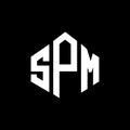SPM letter logo design with polygon shape. SPM polygon and cube shape logo design. SPM hexagon vector logo template white and Royalty Free Stock Photo