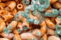 Spoiled pasta, green mold on pasta, close-up Royalty Free Stock Photo